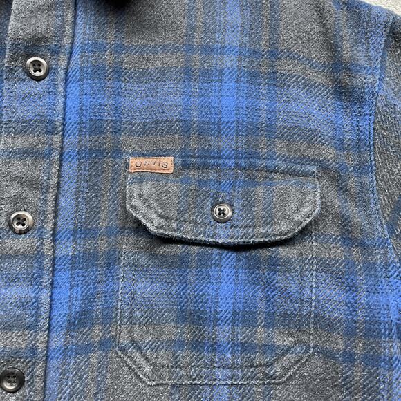 Orvis Shirt Jacket Mens XL Blue Plaid Long Sleeve Button Shacket Heavy Flannel - Picture 3 of 9